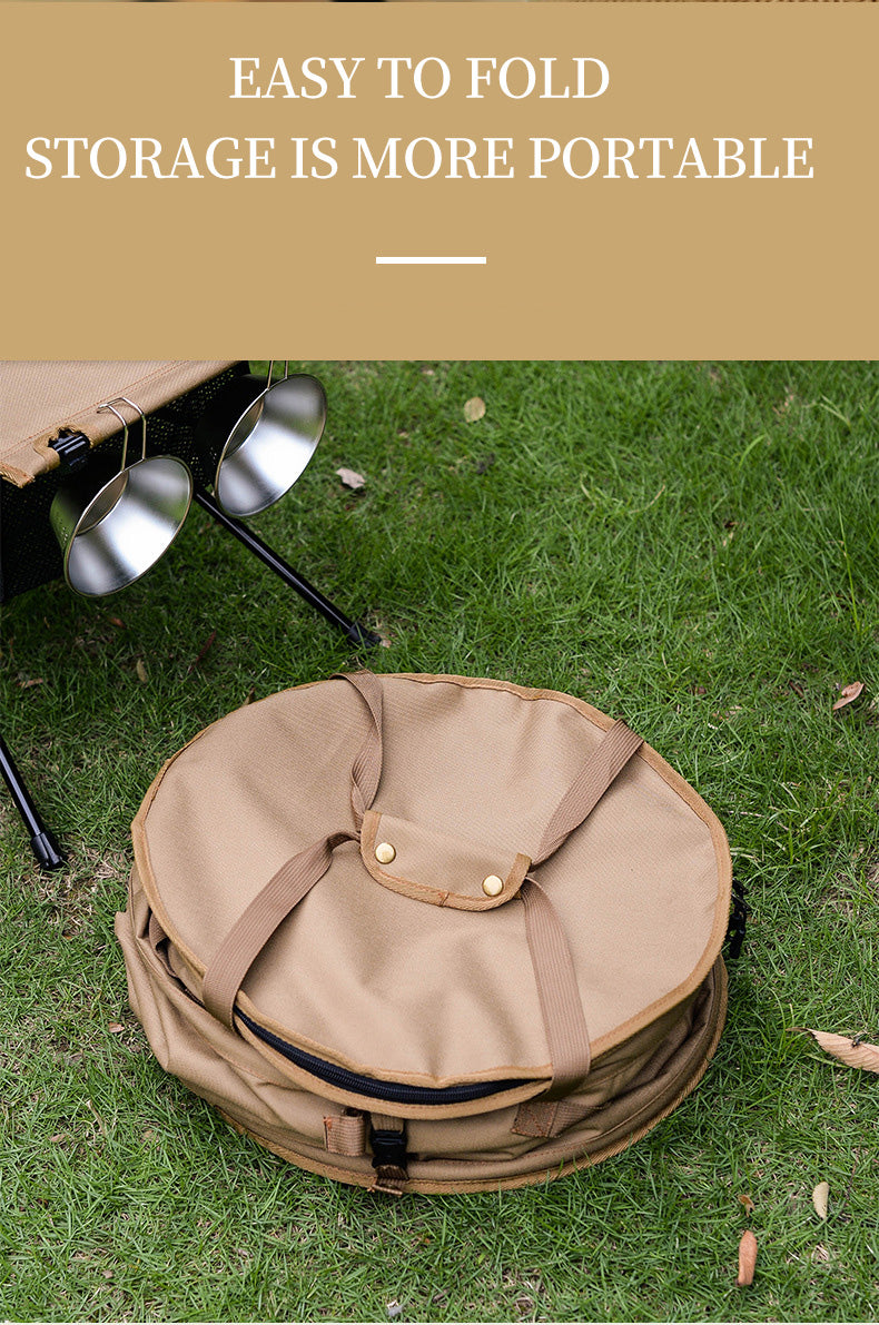 Portable Sundries Laundry Basket - Garden Yard Rubbish Bag and Outdoor Folding Trash Can - Delicate Leather