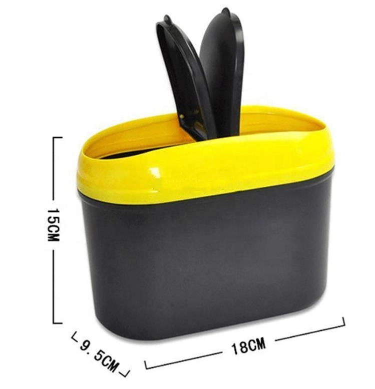 Car Mini Trash Can Garbage Dust Case Holder Bin - Polyester Trash Rubbish Bin for Car, Office, Home, Auto, and Vehicle Accessories - Delicate Leather