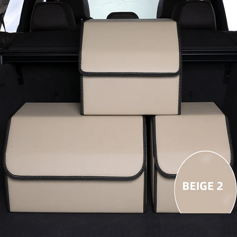 Foldable and Detachable High-Quality Car Trunk Organizer - Delicate Leather