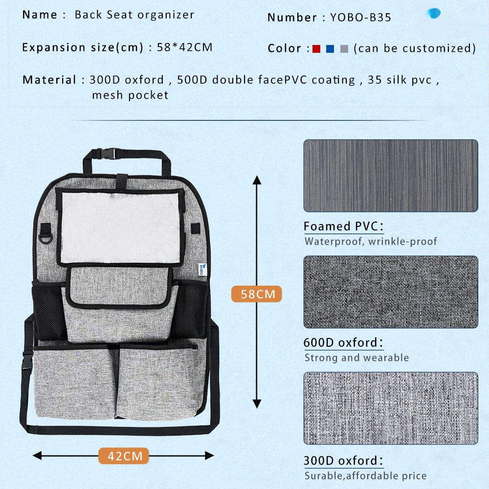 Factory Custom Waterproof Durable Grocery Storage Bag - Car Seat Storage Box and Backseat Organizer with Tray, Custom Fit For Your Cars, Car Accessories - Delicate Leather