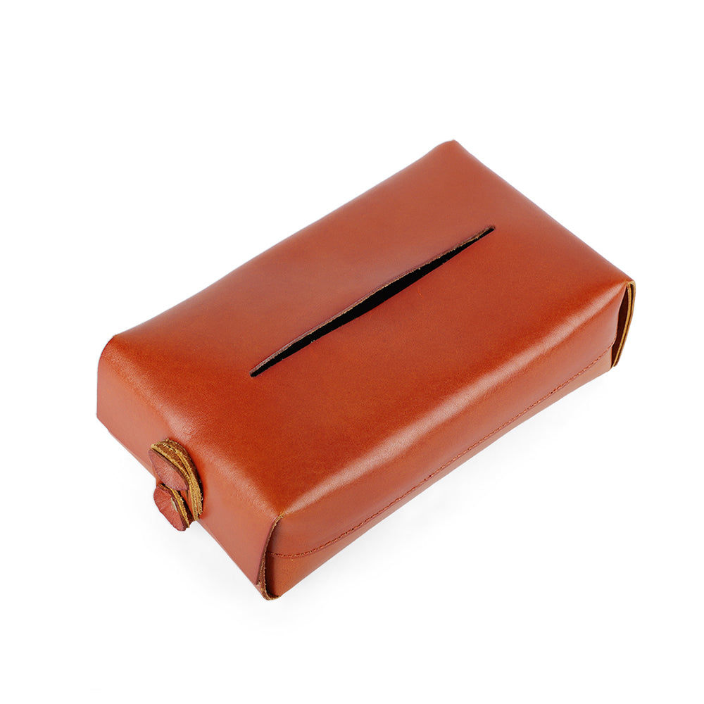 Vintage Genuine Leather Tissue Holder Case | Elegant Leather Tissue Box Storage