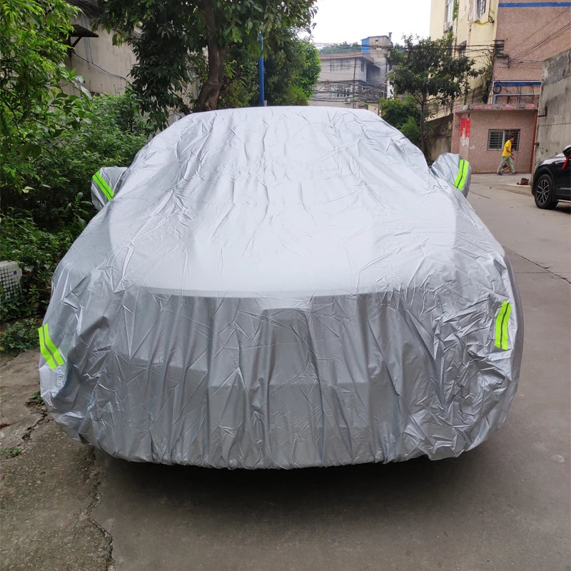 Car Cover Outdoor Protection Full Exterior Snow Cover Sunshade Dustproof Universal for Hatchback Sedan SUV - Delicate Leather