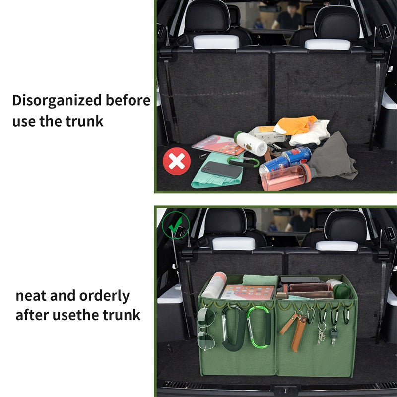 Heavy Duty Foldable Car Accessories Cargo Storage Container - Multi-Purpose Car Trunk Organizer - 1 Pack - Delicate Leather