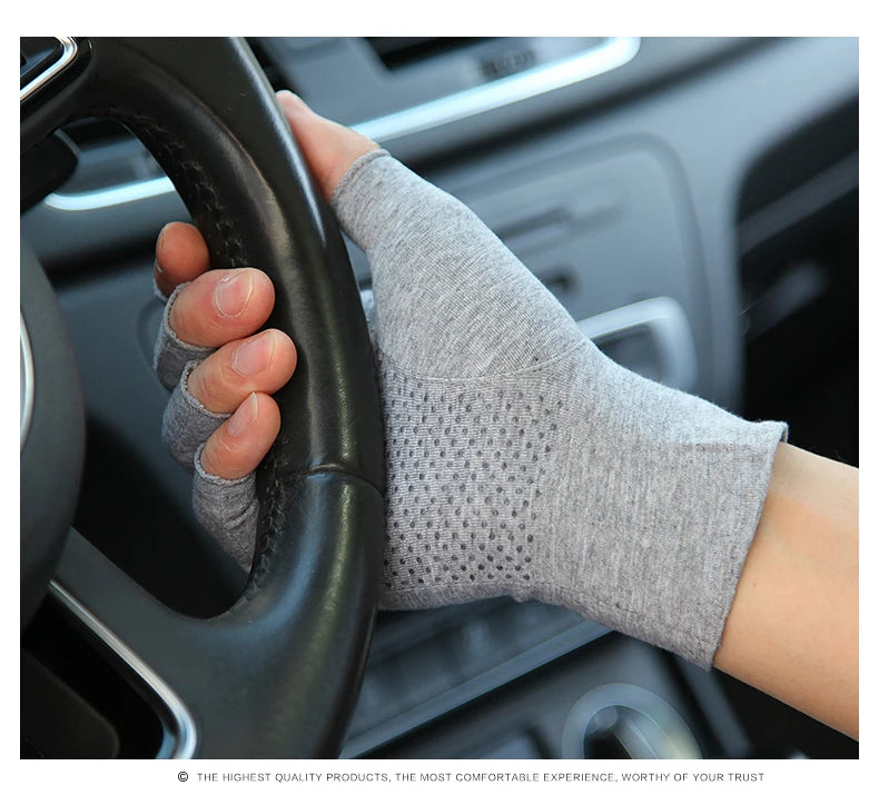 Unisex Semi-Finger Sunscreen Gloves - Non-Slip, Thin Style for Spring and Summer Driving - Delicate Leather