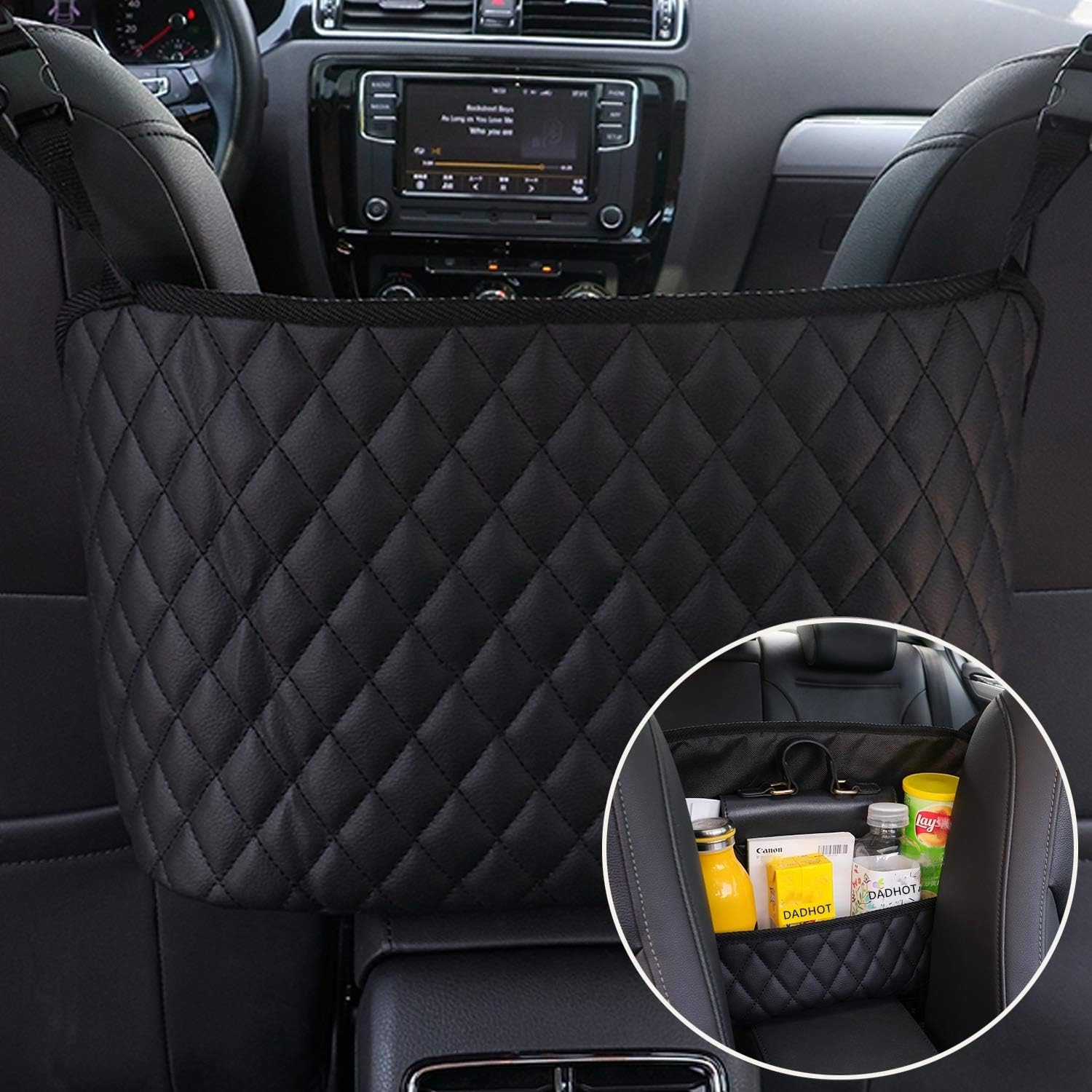 Large Capacity Leather Car Pocket Handbag Holder - Purse Organizer Holder for Car Between Seats