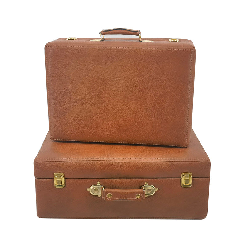 Free Sample Wood Vintage Big Luggage Box - Delicate Leather