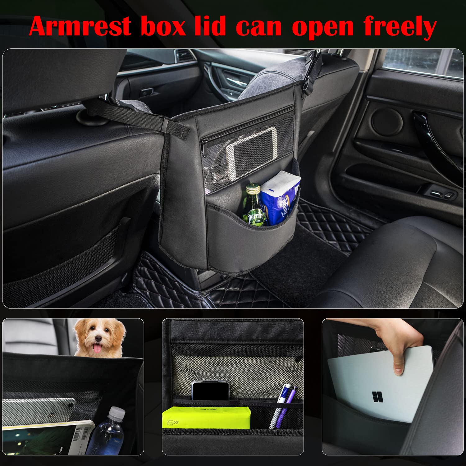 Car Organizer Back Seat Organizer - Car Net Pocket Handbag Holder, Car Seat Storage Bag - Delicate Leather