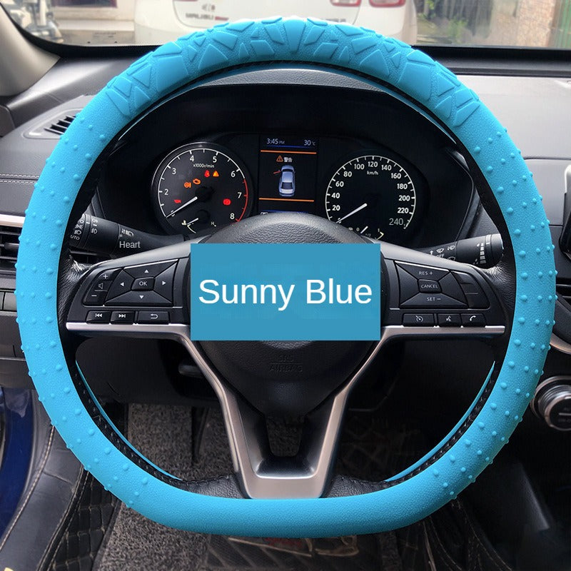 Custom Logo 13-16 Inch Round D Shape Universal Anti-Slip Silicone Colorful Sport Car Steering Wheel Cover