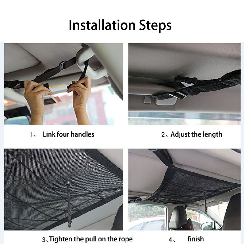 Travel Car Storage Net Bag - Drawstring Roof Pocket Multipurpose Storage Bag - Delicate Leather