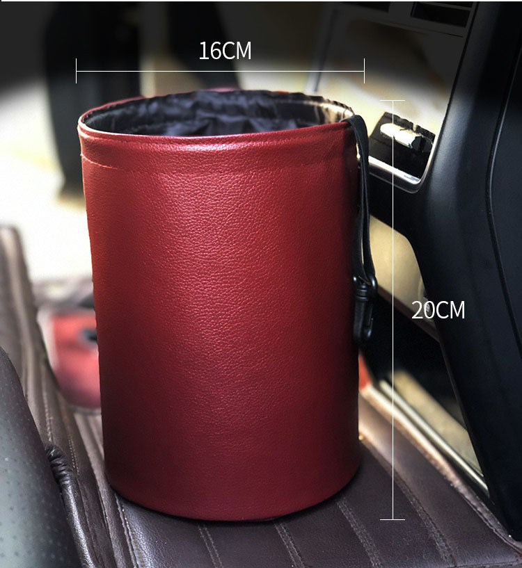 Car Storage Basket Interior Rubbish Container for Waste Organizer Holder - Delicate Leather