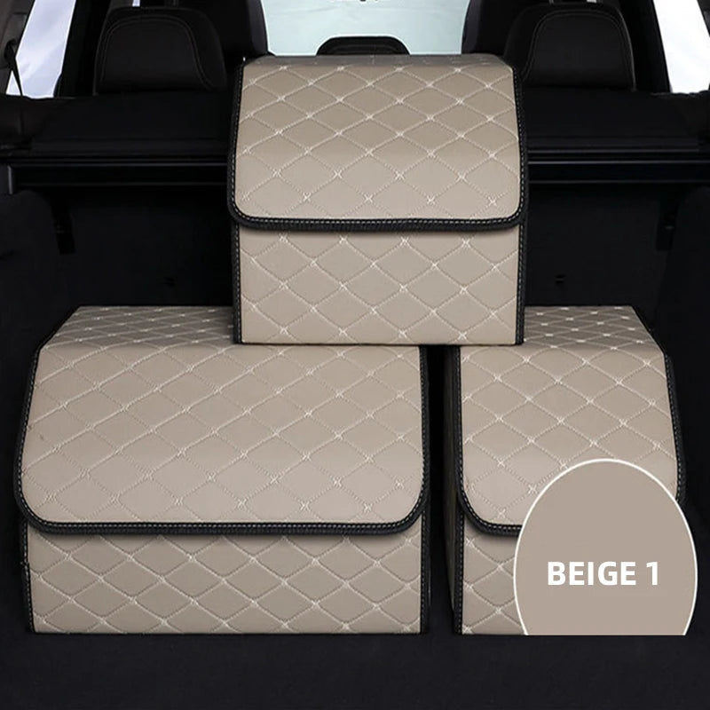 Foldable and Detachable High-Quality Car Trunk Organizer - Delicate Leather