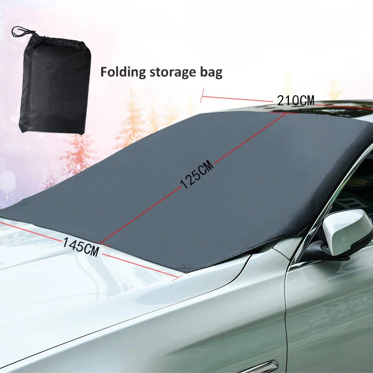 Magnetic Car Front Windscreen Cover - Waterproof Windshield Sunshade and Snow Shield for Cars, Minivans, and SUVs (210x120cm) - Delicate Leather