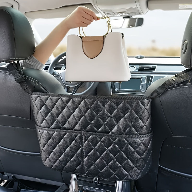 Multifunction Car Seat Back Storage Bag - Car Seats Back Pouch Pocket for Handbag - Delicate Leather