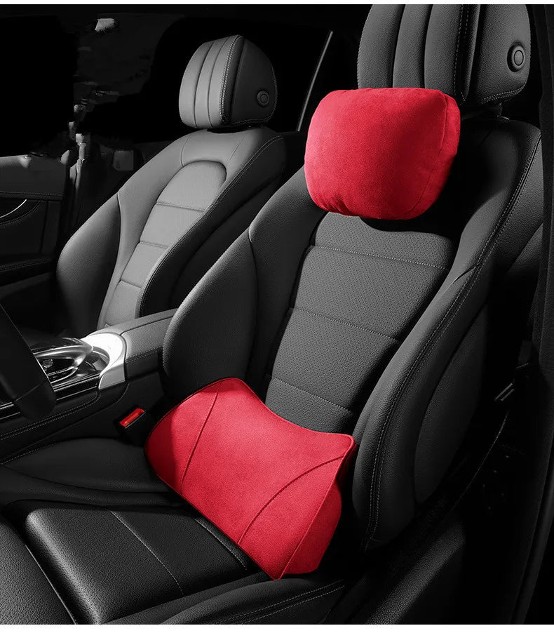 Fashionable Comfort Car Cushions: Alleviate Lower Back Pain with Waist Cushions and Backrest Pillows for Posture Correction - Delicate Leather