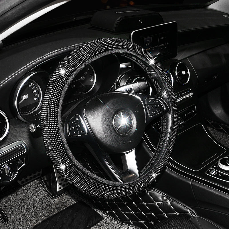 Hot Selling Luxury Colorful Bling Crystal Velvet Car Steering Wheel Cover - Universal Fit