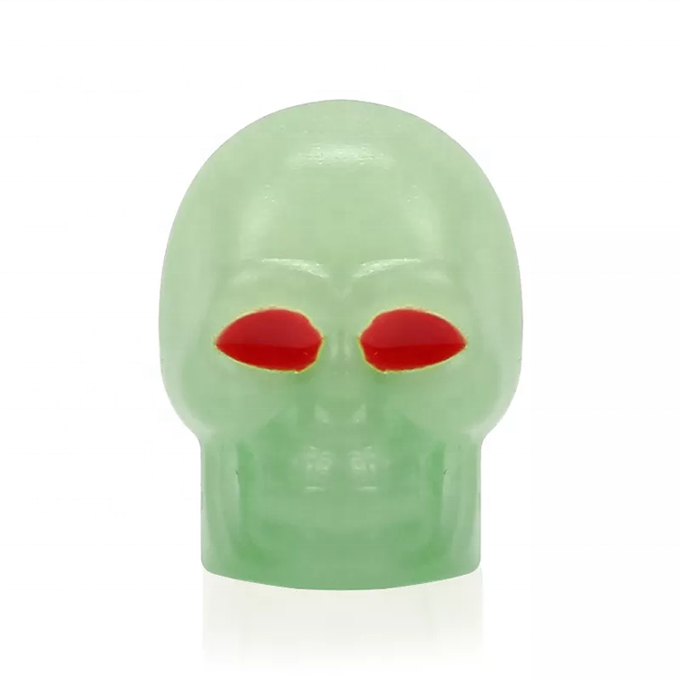 Fluorescent Skull Head Car Tire Valve Stem Caps - Glow in the Dark Universal ABS Material - Delicate Leather