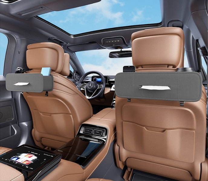 Leather Car Seat Back Insulation Storage Bag - Multi-Pocket Thermal Cooler Travel Car Accessories Organizer, Custom Fit For Your Cars - Delicate Leather