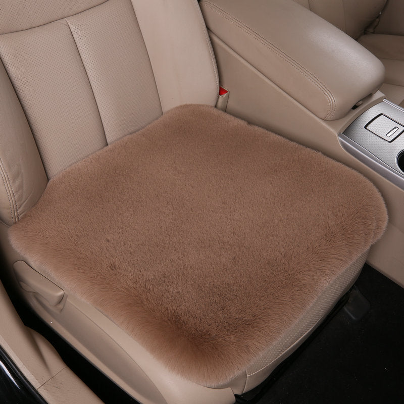 Luxury 9-Piece Set Fur Car Seat Cover Cushion with Neck Pillow for Winter - Delicate Leather