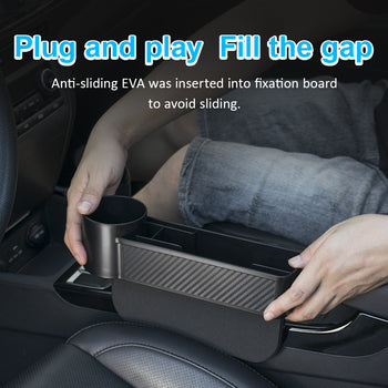 Car Accessories, Small Cup Holder & Multifunctional Detachable Seat Gap Filler - Organizer for Driver and Co-Driver Front Seats Custom For All Cars - Delicate Leather