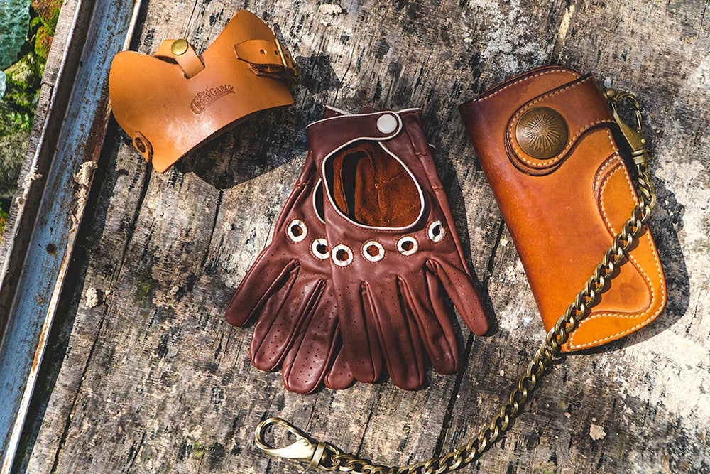 British Retro Sheepskin Leather Gloves - Driving, Motorcycle, Equestrian, Riding, Thin, Summer - Delicate Leather