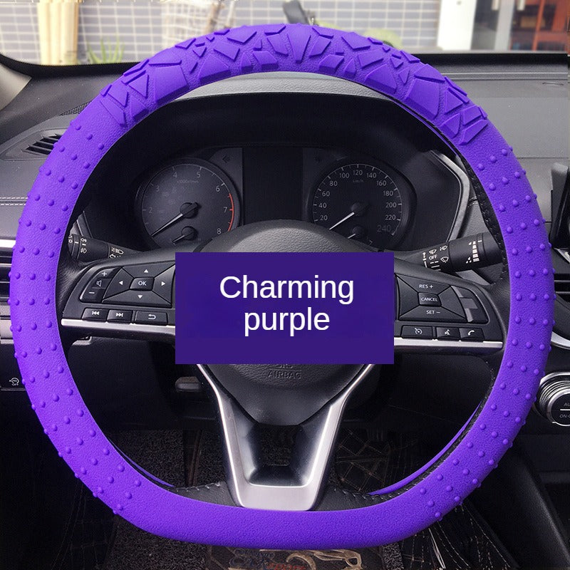 Custom Logo 13-16 Inch Round D Shape Universal Anti-Slip Silicone Colorful Sport Car Steering Wheel Cover