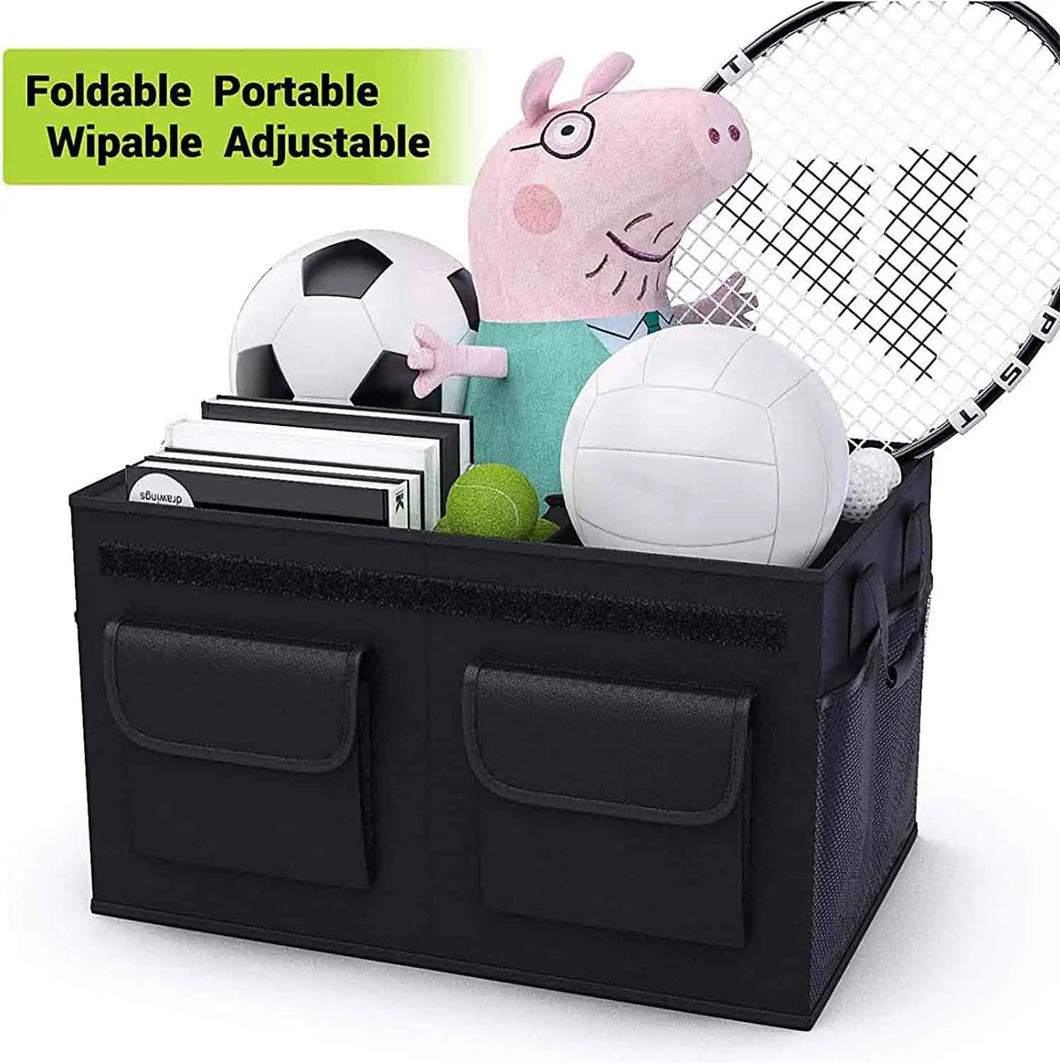 SUV Car Organizer with Lid - Multi-Compartment Storage, Non-Slip Base, and Secure Trunk Organizer - Delicate Leather