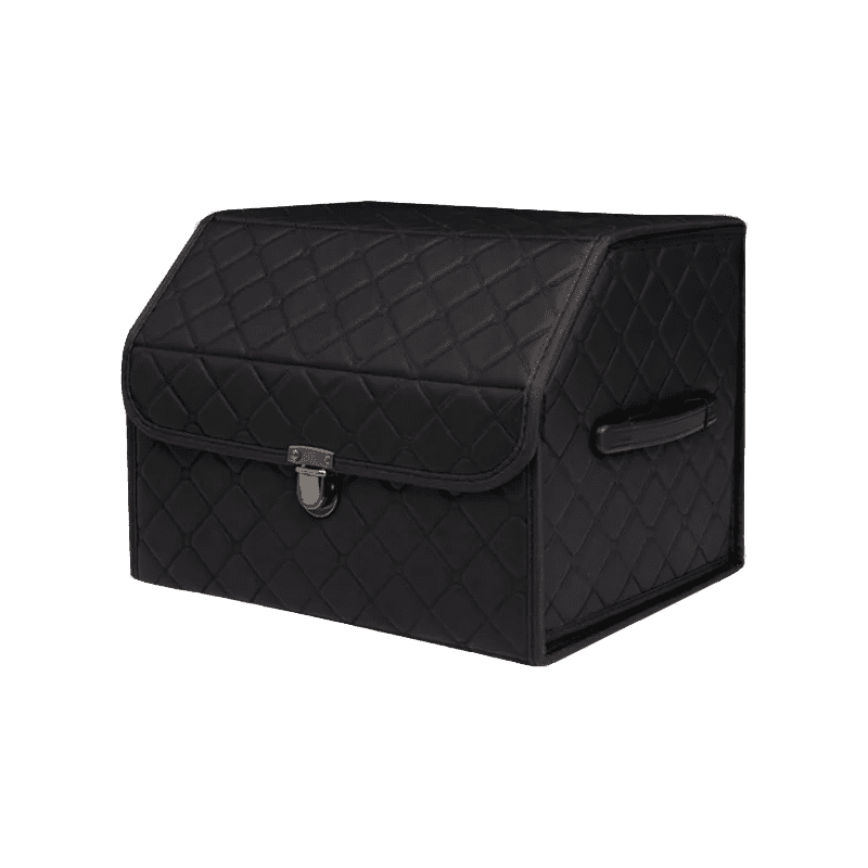 Foldable Car Trunk Storage Box Organizer with Lid, Handle, and PU Storage Bag for Large-Scale Car Storage - Delicate Leather