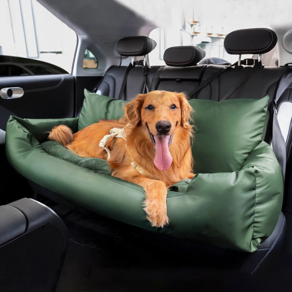 Luxury Removable Waterproof Dog Car Seat Bed - Portable Travel Pet Carrier Bag - Delicate Leather