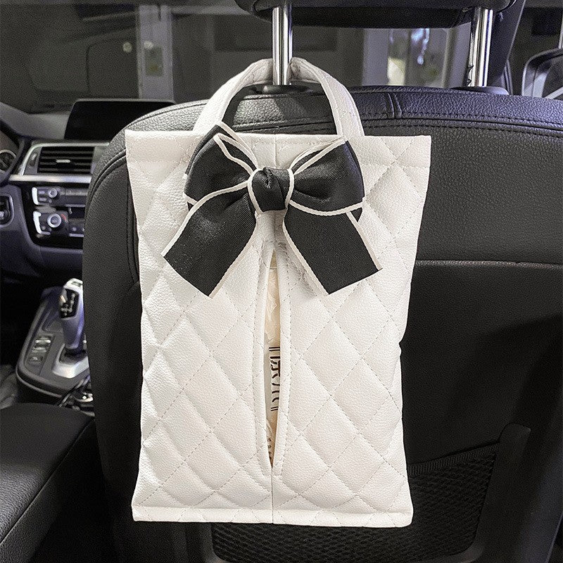 PU Leather Car Trash Can and Napkin Bag - Waterproof Auto Garbage Bag Hanging Car Trash Bin - Delicate Leather