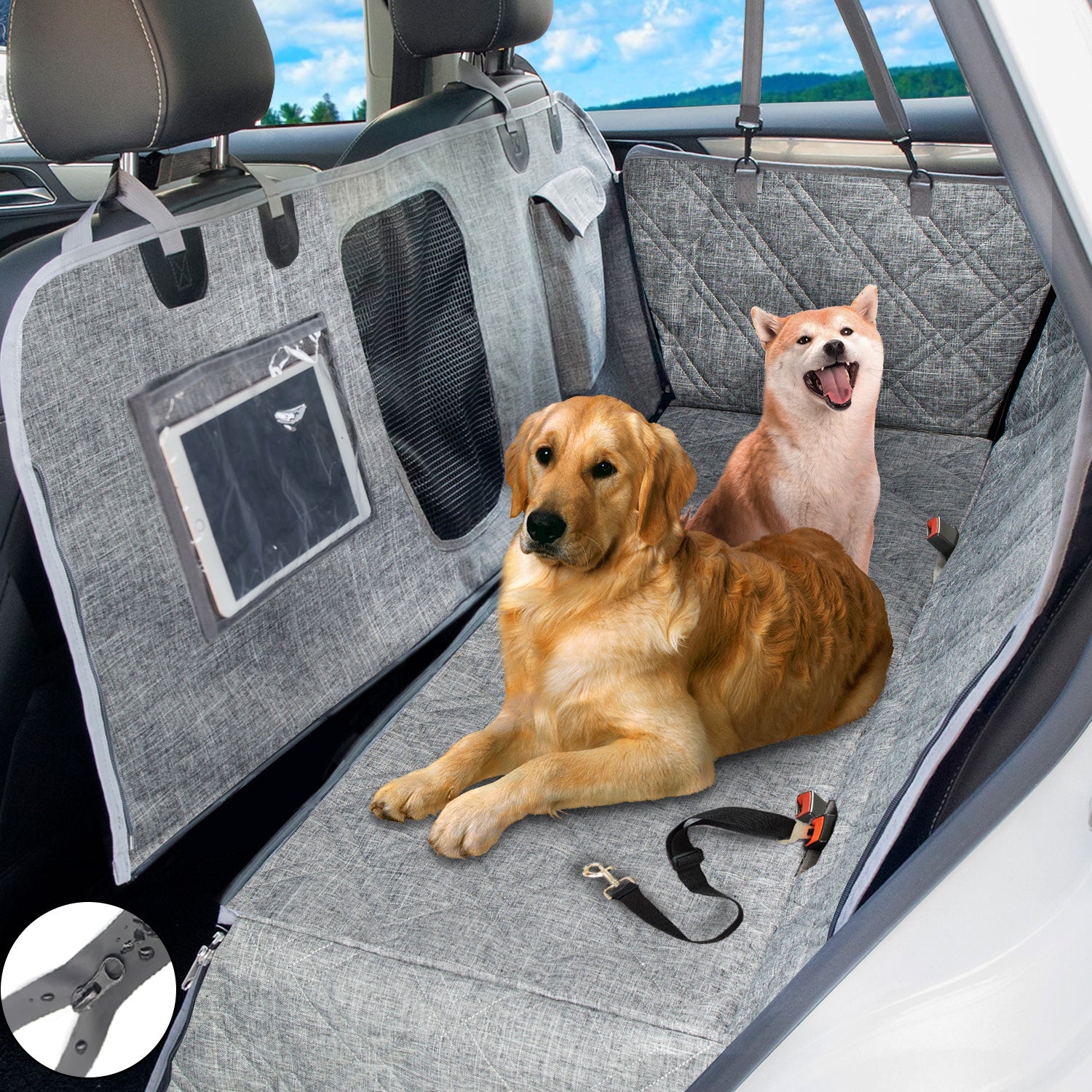 Luxury Waterproof Protector Active Pets Dog Car Seat Cover for Back Seat - Delicate Leather