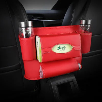 Leather Car Seat Handbag Holder - Large Capacity Storage Bag - Delicate Leather