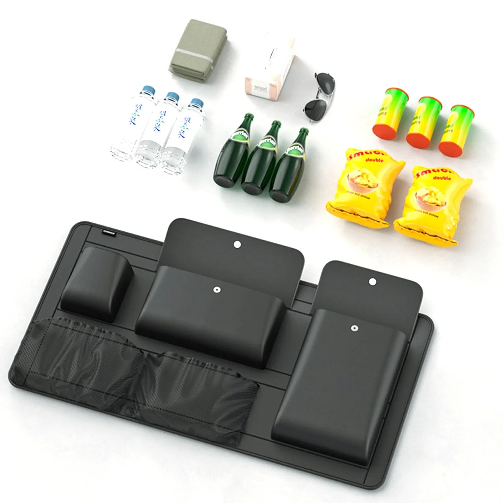 Car Backseat Storage 5 Bag Trunk Organizer Multi-use PU Leather Car Seat Back Organizers Hanging Bag Protector Pad Black PU Leather - Delicate Leather