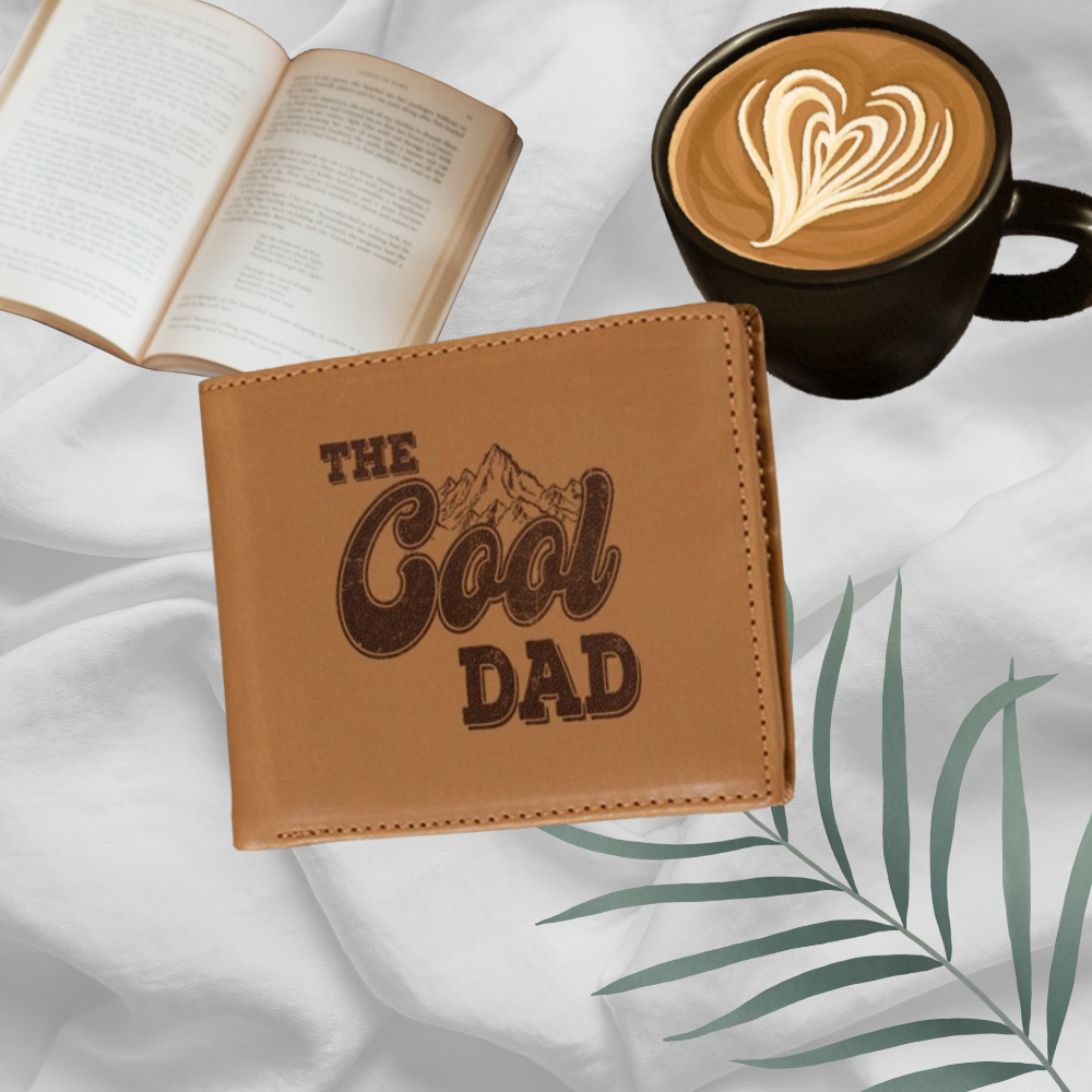 The Cool Dad Wallet Men, Leather Wallet For Men, Custom  Engraved Wallet, Personalized Gifts For Him, Fathers Day Gifts, Husband, Boyfriend, Dad - Delicate Leather