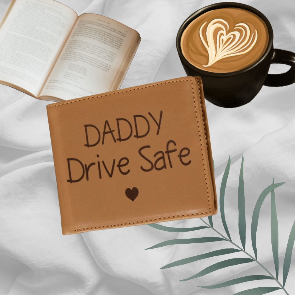 Daddy Drive Safe Wallet Men, Leather Wallet For Men, Custom  Engraved Wallet, Personalized Gifts For Him, Fathers Day Gifts, Husband, Boyfriend, Dad - Delicate Leather