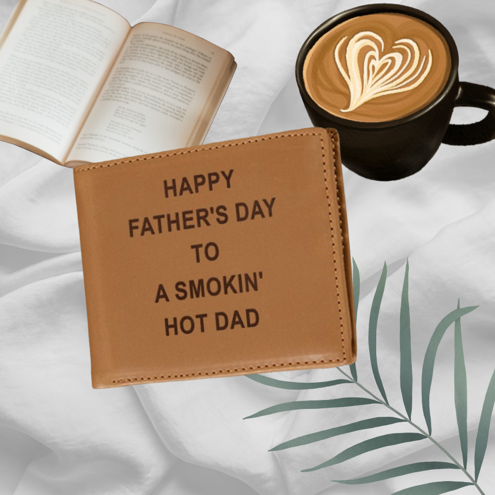 Happy Father's Day to a Smokin' Hot Dad Wallet Men, Leather Wallet For Men, Custom Engraved Wallet, Personalized Gifts For Him, Fathers Day Gifts, Husband, Boyfriend, Dad 14