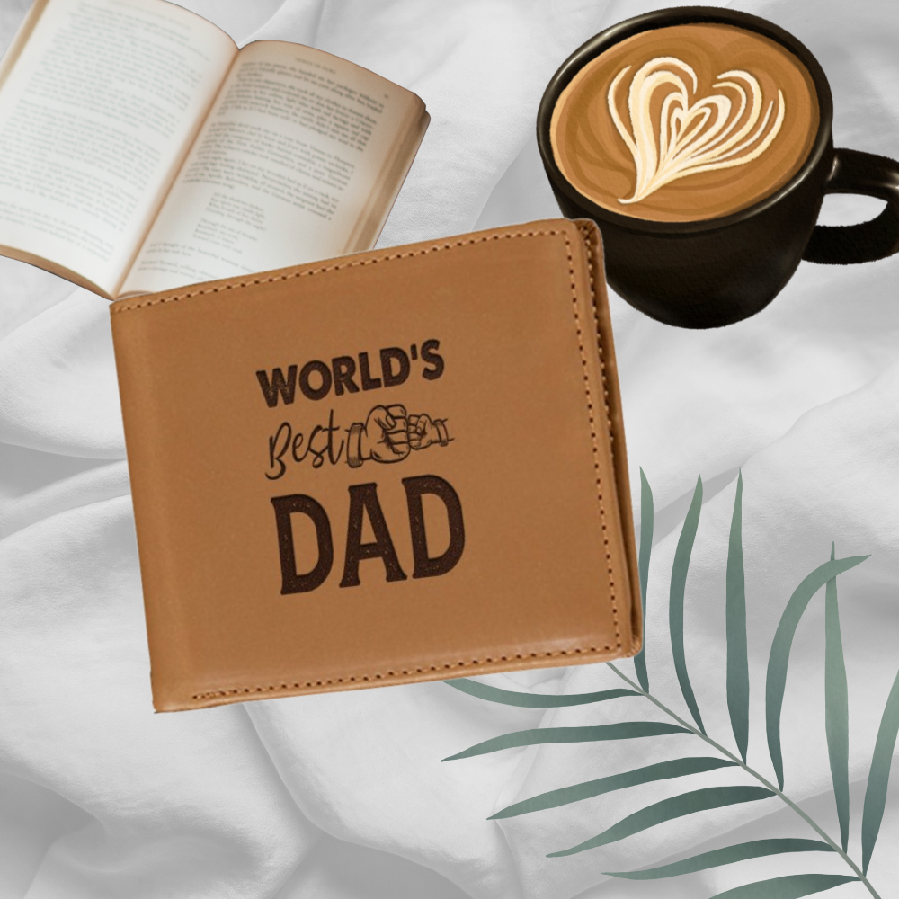 World's Best Dad Wallet Men, Leather Wallet For Men, Custom  Engraved Wallet, Personalized Gifts For Him, Fathers Day Gifts, Husband, Boyfriend - Delicate Leather