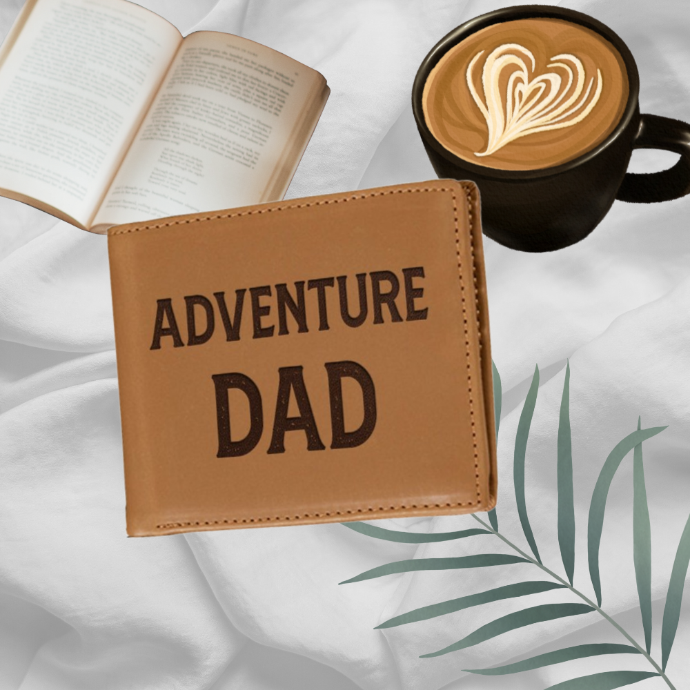 Adventure Dad Wallet Men, Leather Wallet For Men, Custom  Engraved Wallet, Personalized Gifts For Him, Fathers Day Gifts, Husband, Boyfriend, Dad - Delicate Leather