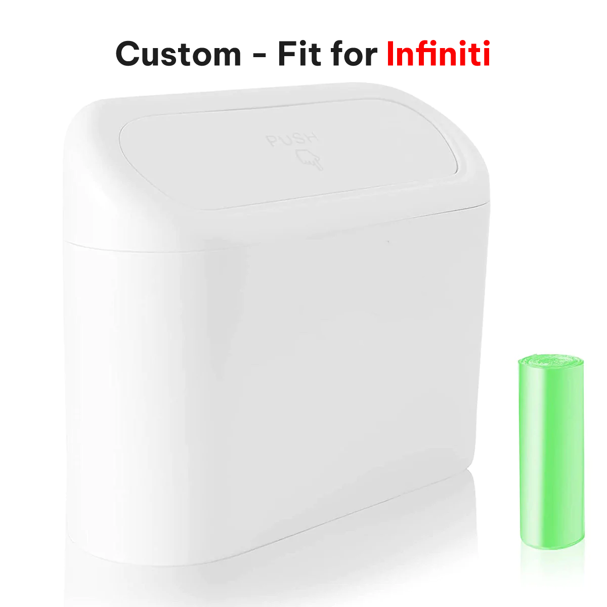 Delicate Leather Car Trash Can with Lid – Custom-Fit for Infiniti, Mini Waterproof Garbage Bin with Trash Bags, Cute Car Organizer for Storage & Waste - Delicate Leather