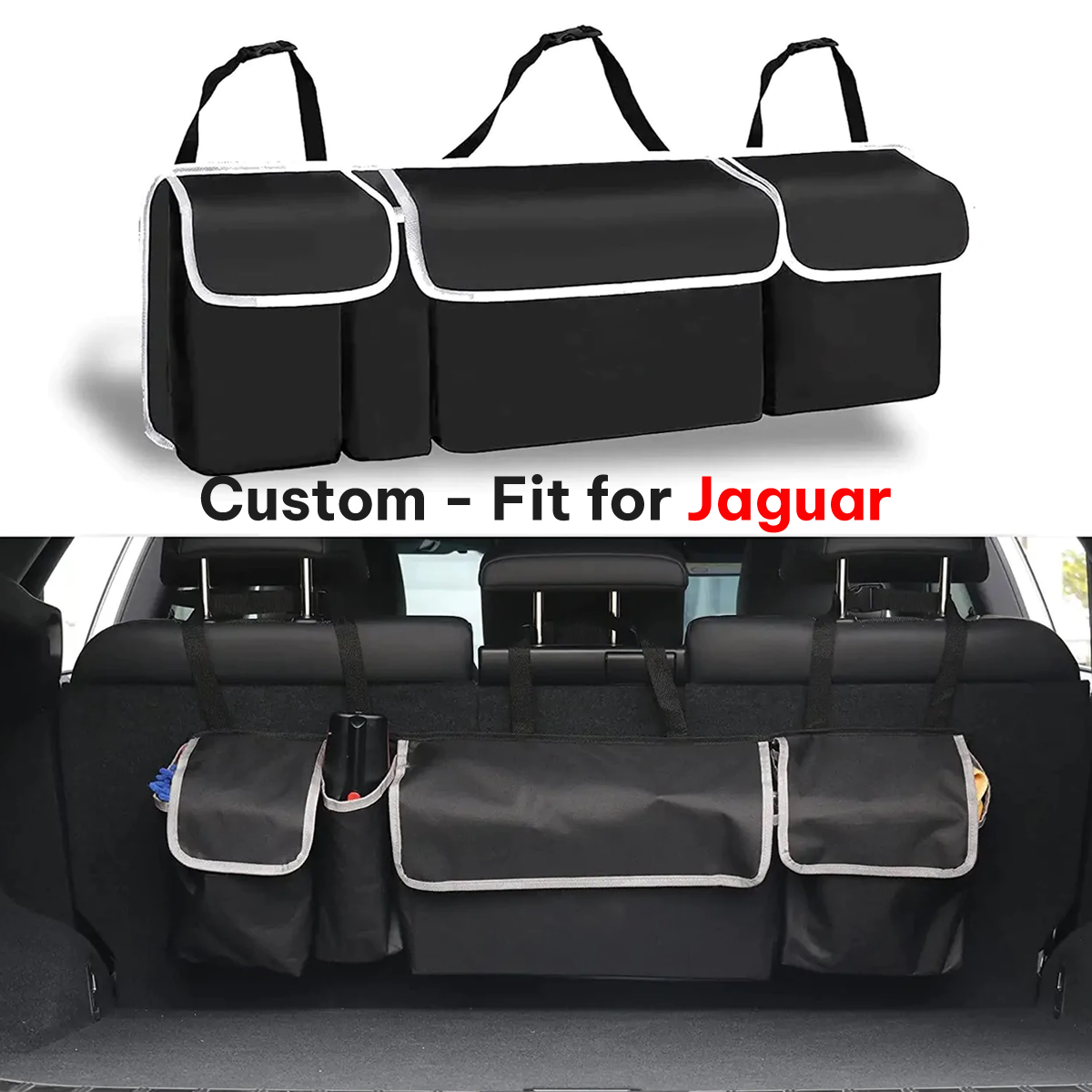 Car Trunk Hanging Organizer, Custom-Fit For Jaguar, Foldable Car Trunk Organizer Maximizing Your Trunk Space DLJG239 - Delicate Leather