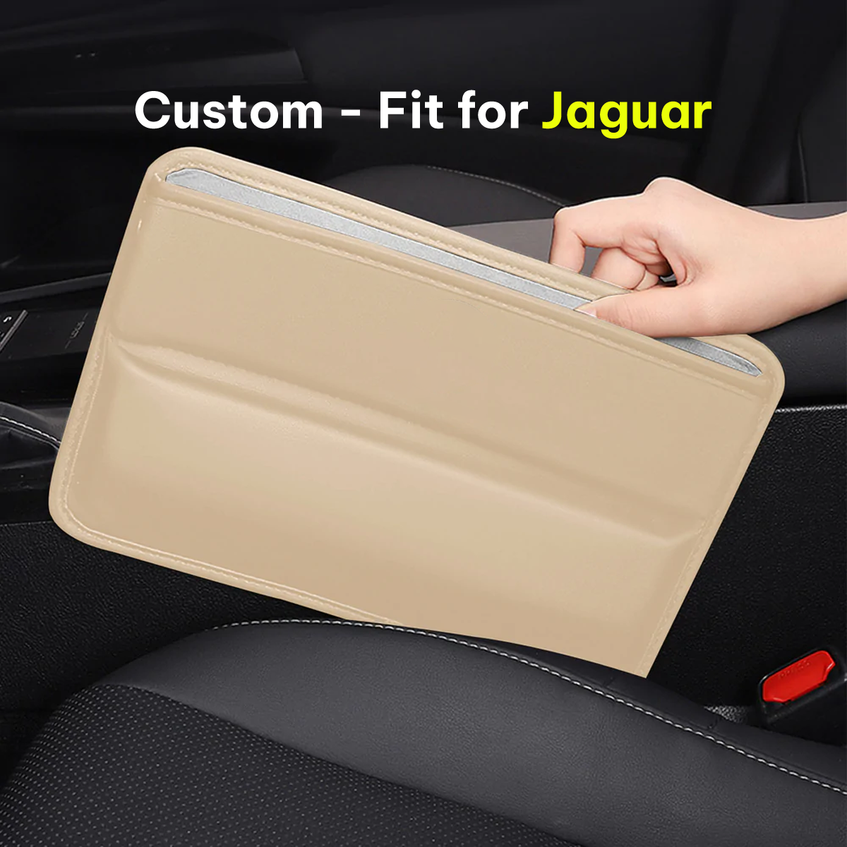 Car Seat Gap Filler Organizer, Custom-Fit For Jaguar, Multifunctional PU Leather Console Side Pocket Organizer for Cellphones, Cards, Wallets, Keys DLJG226 - Delicate Leather
