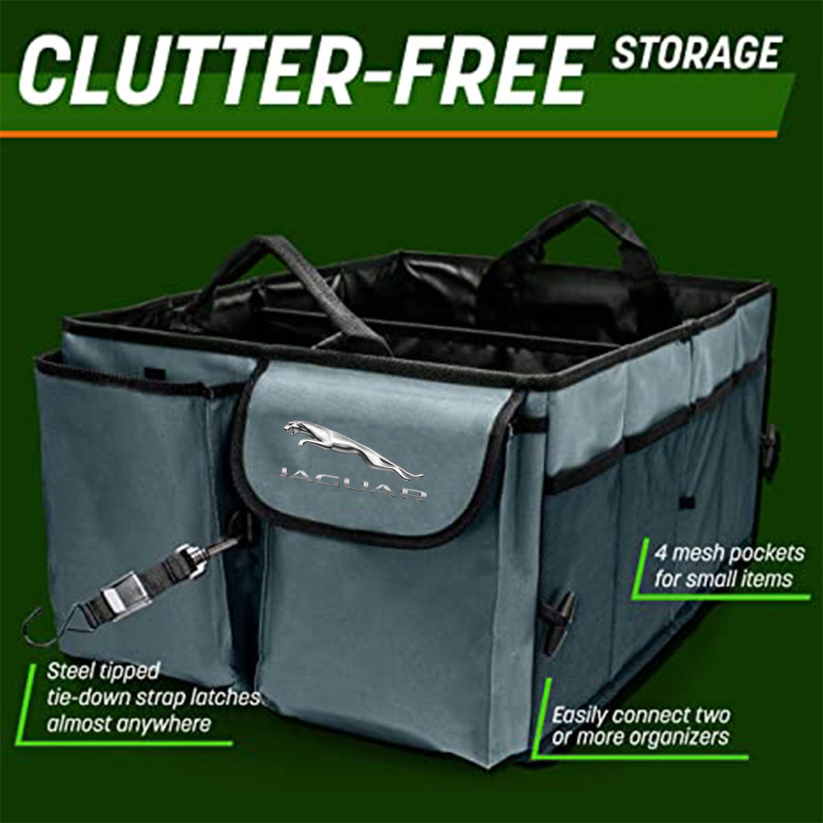 Car Trunk Organizer - Collapsible, Custom fit for All Cars, Multi-Compartment Automotive SUV Car Organizer for Storage w/ Adjustable Straps - Car Accessories for Women and Men JG12993 - Delicate Leather