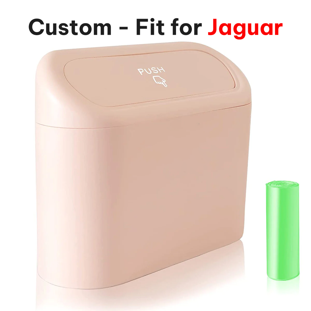 Delicate Leather Car Trash Can with Lid – Custom-Fit for Jaguar, Mini Waterproof Garbage Bin with Trash Bags, Cute Car Organizer for Storage & Waste - Delicate Leather