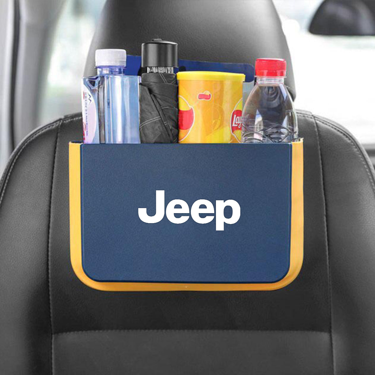 Hanging Waterproof Car Trash can-Foldable, Custom For Your Cars, Waterproof, and Equipped with Cup Holders and Trays. Multi-Purpose, Car Accessories JE11992 - Delicate Leather