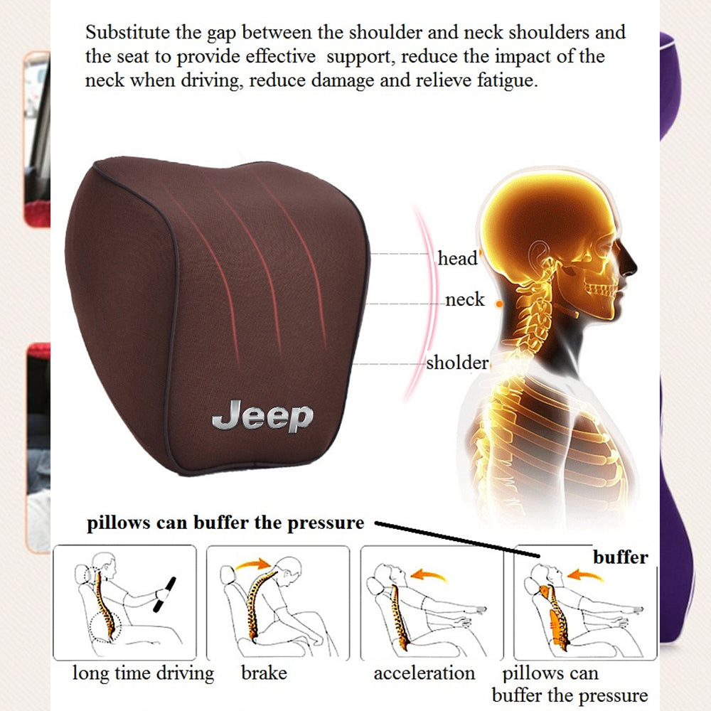 Lumbar Support Cushion for Car and Headrest Neck Pillow Kit, Custom For Cars, Ergonomically Design for Car Seat, Car Accessories JE13983 - Delicate Leather