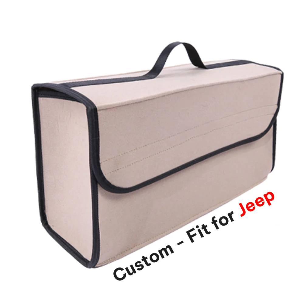 Soft Felt Car Bag Organizer, Custom-Fit For Jeep, Folding Car Storage Box Non Slip Fireproof Car Trunk Organizer DLJE236 - Delicate Leather