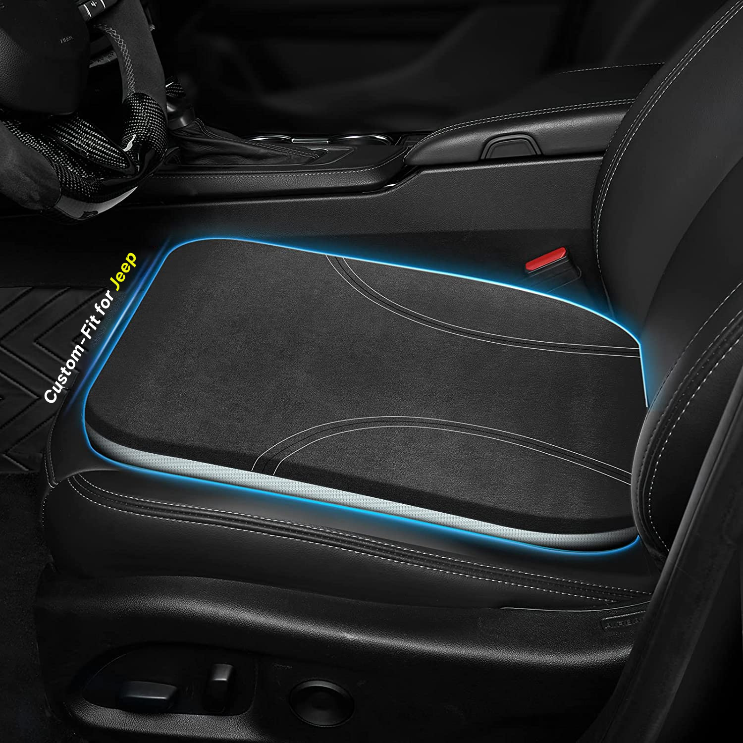 Car Seat Cushion, Custom Fit For Jeep, Car Memory Foam Seat Cushion, Heightening Seat Cushion, Seat Cushion for Car and Office Chair DLJE224 - Delicate Leather