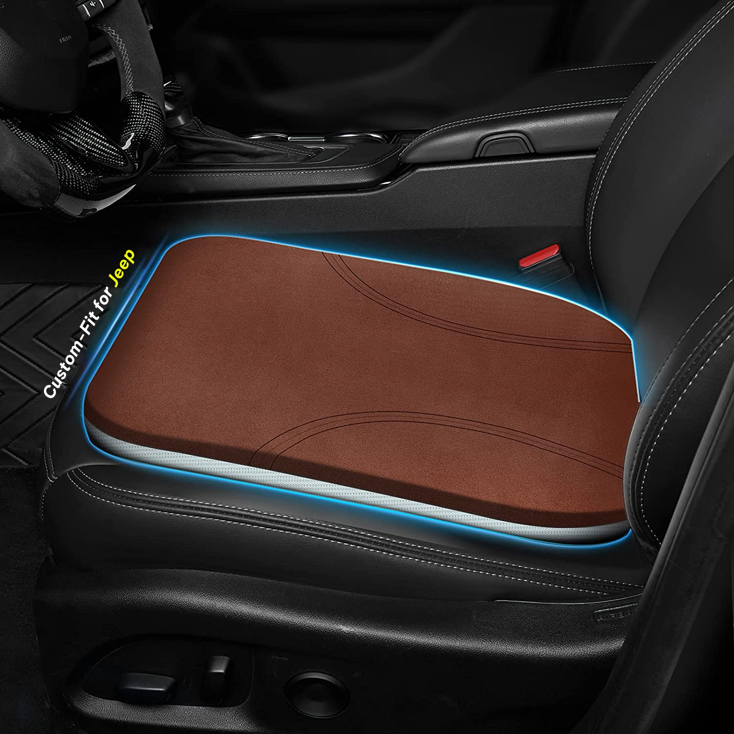 Car Seat Cushion, Custom Fit For Jeep, Car Memory Foam Seat Cushion, Heightening Seat Cushion, Seat Cushion for Car and Office Chair DLJE224 - Delicate Leather