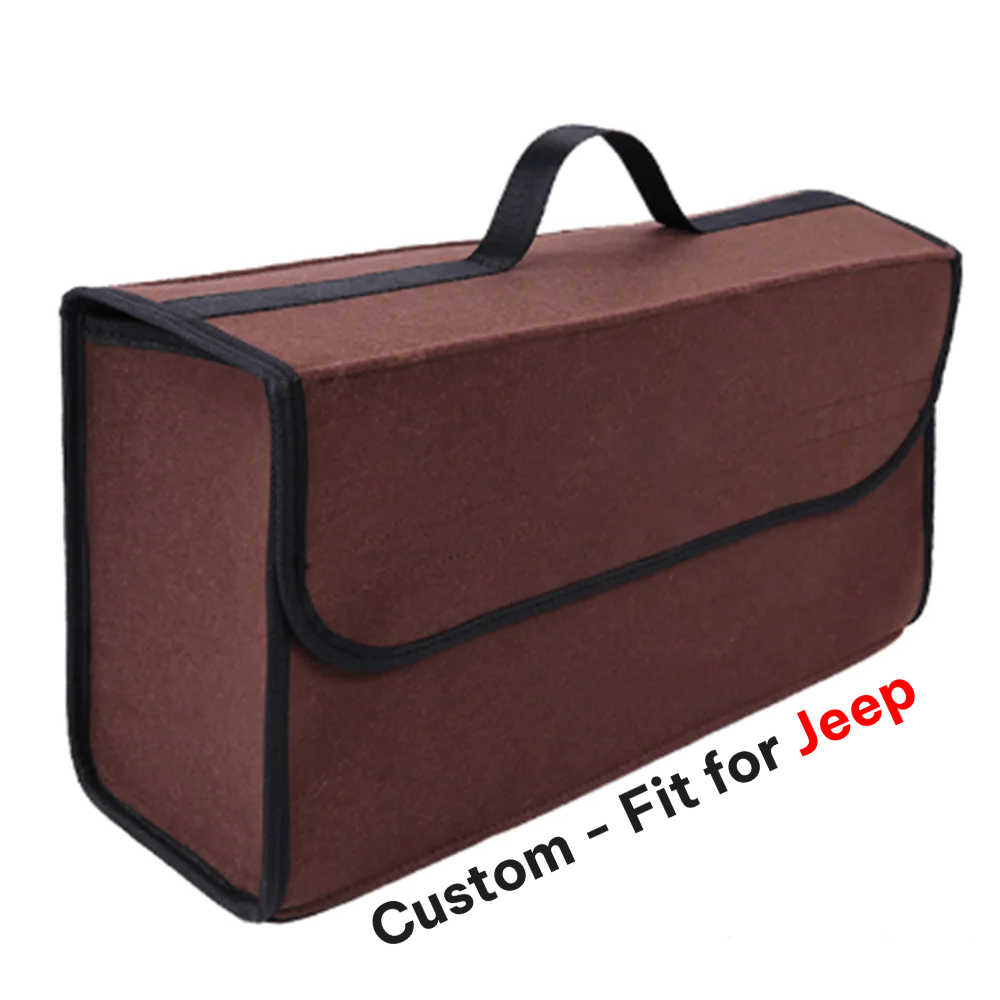 Soft Felt Car Bag Organizer, Custom-Fit For Jeep, Folding Car Storage Box Non Slip Fireproof Car Trunk Organizer DLJE236 - Delicate Leather