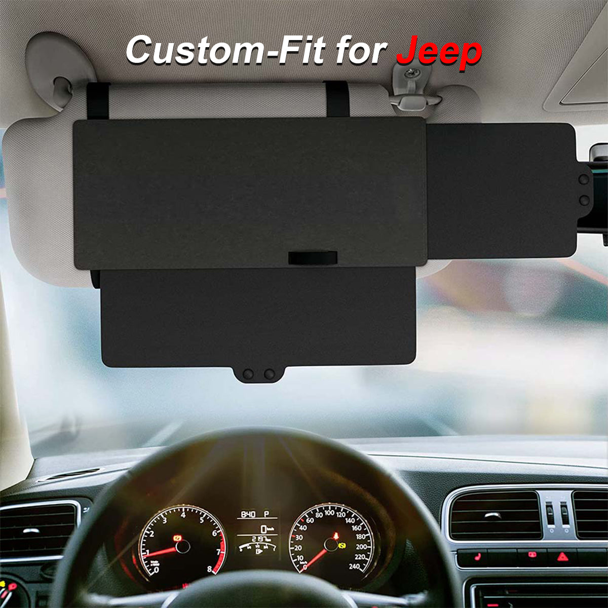 Polarized Sun Visor Sunshade Extender for Car with Polycarbonate Lens, Custom fit for Jeep, Anti-Glare Car Sun Visor Protects from Sun Glare DLJE255 - Delicate Leather