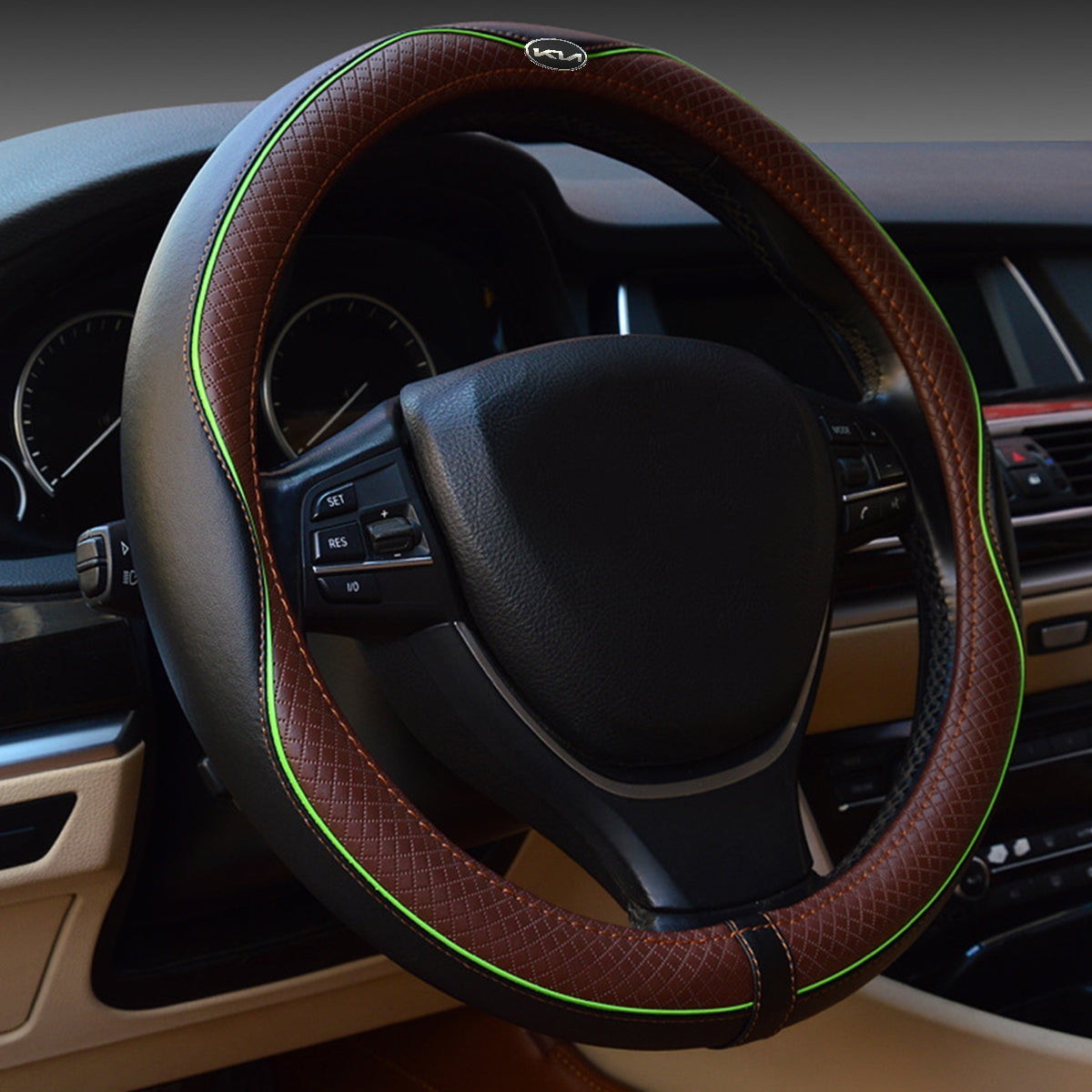 Car Steering Wheel Cover, Custom For Your Cars, Anti-Slip, Safety, Soft, Breathable, Heavy Duty, Thick, Full Surround, Sports Style, Car Accessories UE18990